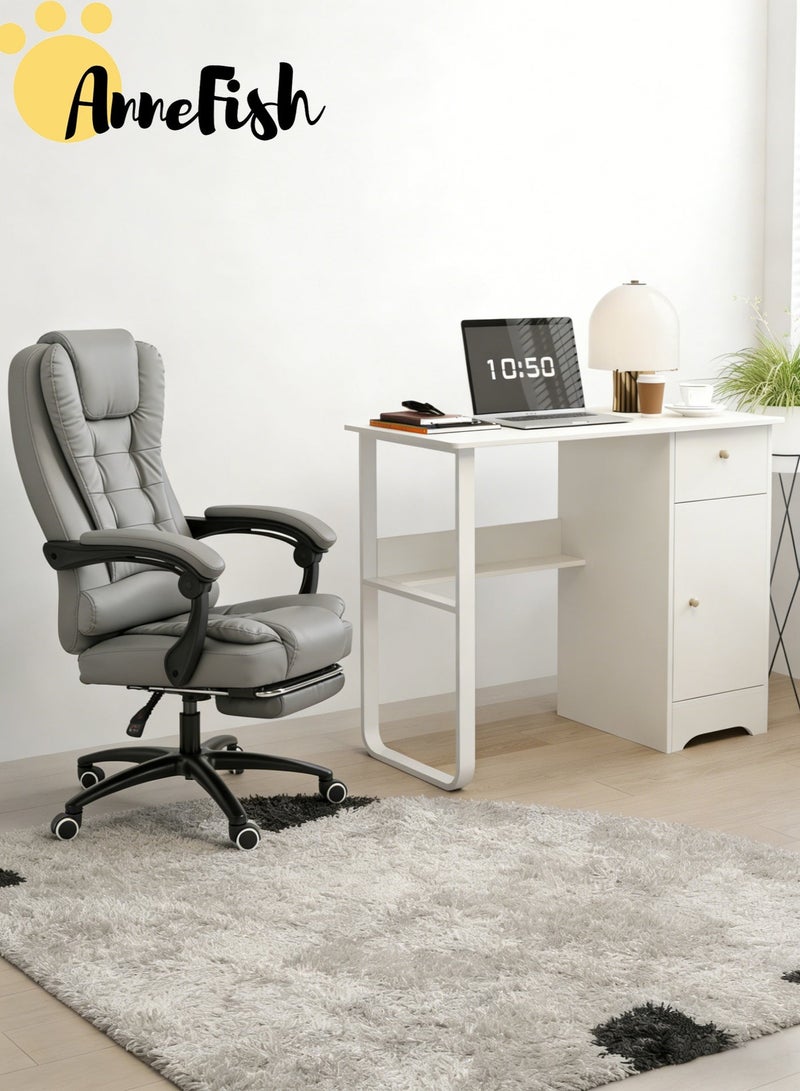 AnneFish Office Desk and Chair Set Executive Ergonomic Cloud Office & 100*50cm Office PC Table Large Gaming Chair with Silent Swivel Casters Dual-Point Massage and Height-Adjustable High Backrest & Multifunctional study and writing desk set with storage shelves and drawers - Image 1