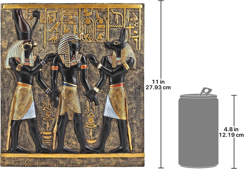 Design Toscano Rameses I Between Horus and Anubis Wall Frieze in Faux Ebony and Gold, 11 Inch - Image 3