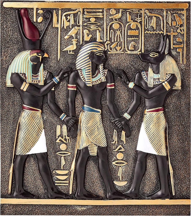 Design Toscano Rameses I Between Horus and Anubis Wall Frieze in Faux Ebony and Gold, 11 Inch - Image 4