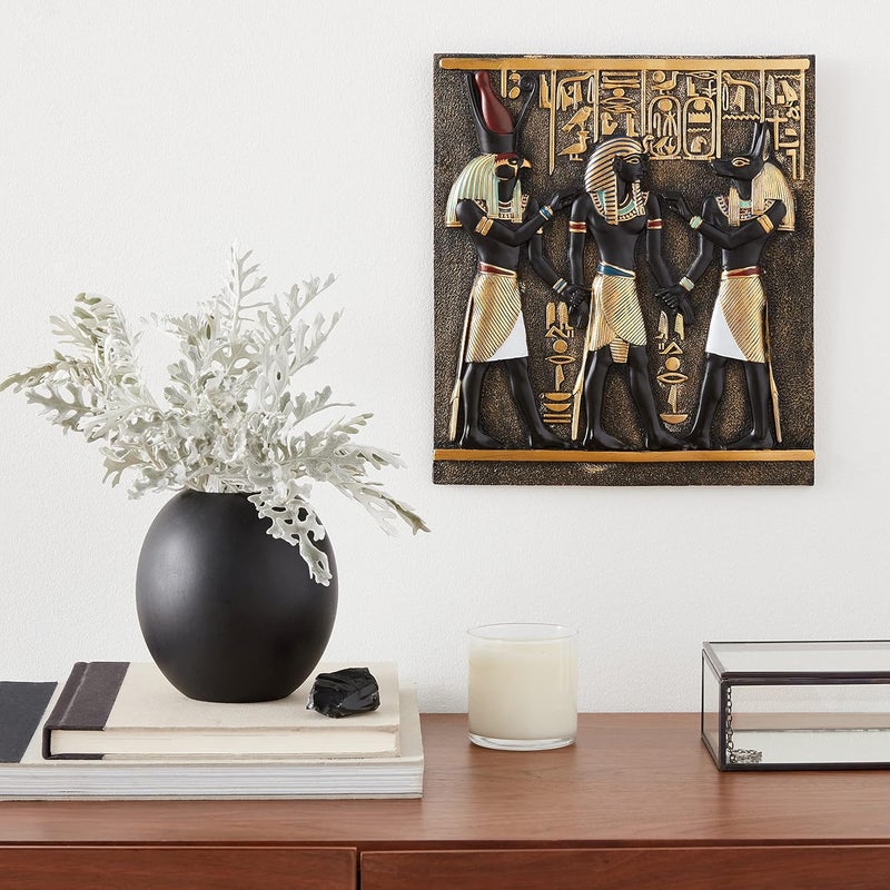 Design Toscano Rameses I Between Horus and Anubis Wall Frieze in Faux Ebony and Gold, 11 Inch - Image 2