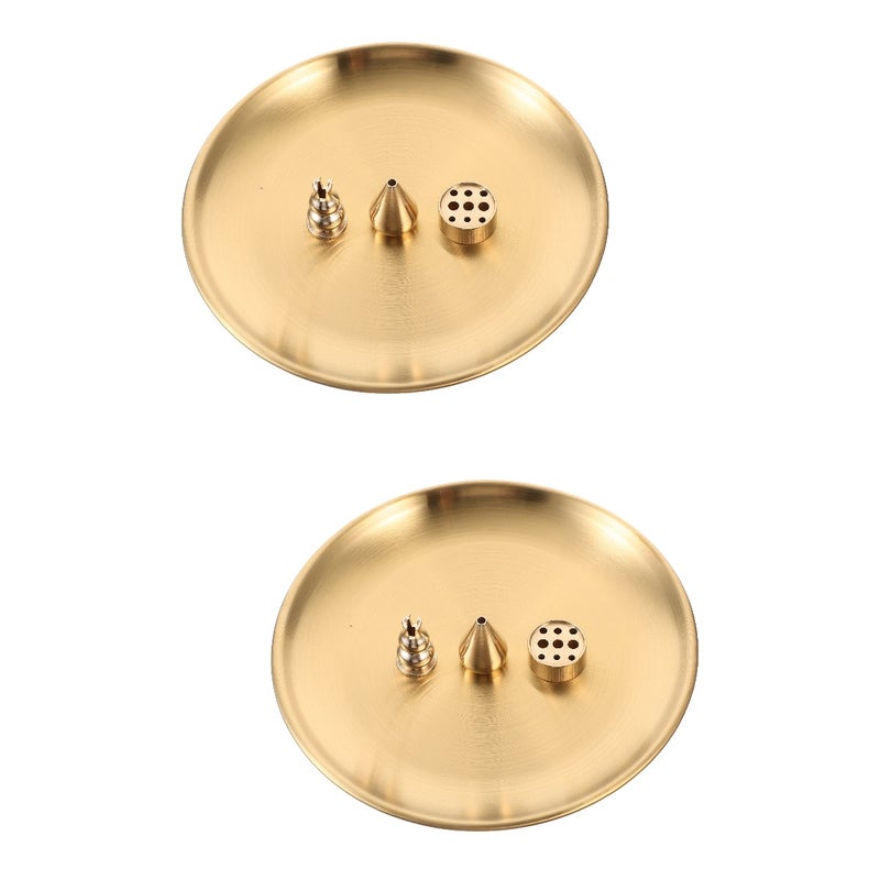 2 Sets of Household Decorative Incense Stick Holder Copper Incense Stick Tray Round Incense Stick Plate - Image 1