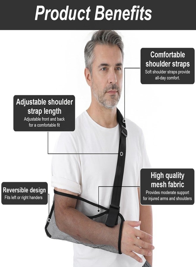 MBAIYO Arm Sling for Shoulder Injury, Adjustable Mesh Breathable Shower Immobilizer for Left Right Arm, Elbow Wrist Support for Men Women - Image 2