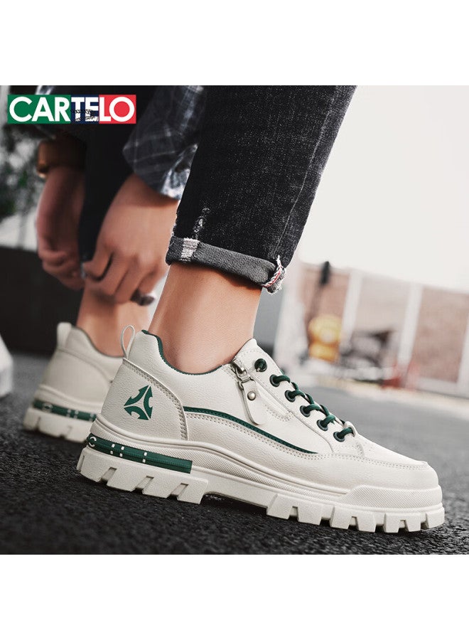 Cartelo Men's Spring  Work Casual Shoes Trendy Thick Sole Sneakers For Men Versatile Sports Shoes, Beige Green, Size 44 - Image 4