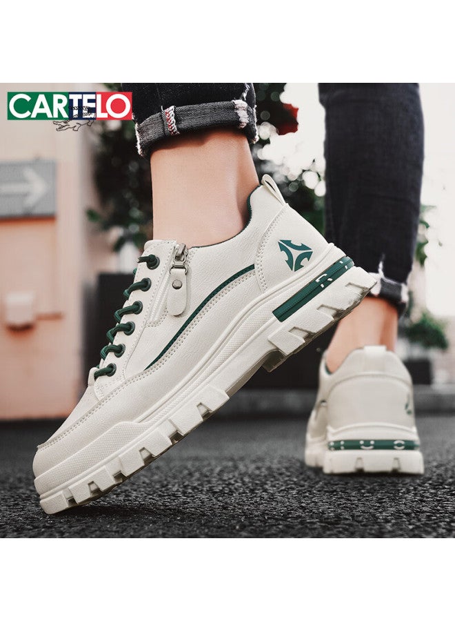 Cartelo Men's Spring  Work Casual Shoes Trendy Thick Sole Sneakers For Men Versatile Sports Shoes, Beige Green, Size 44 - Image 2