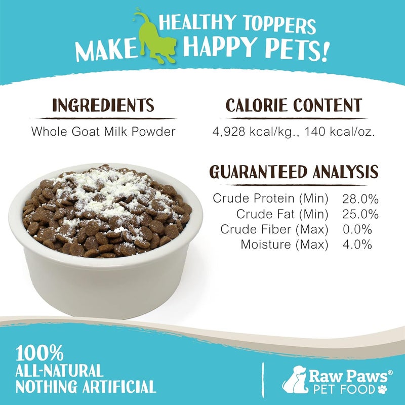 Raw Paws Boost Pet Food Topper Whole Goat Milk Powder, 3.1-oz - Made in USA, Dog Food Toppers for Dry Food - Cat Food Toppers, Dog Food Topper Powder, Dog Food Flavor Topper, Goat Milk Gravy for Cats - Image 3