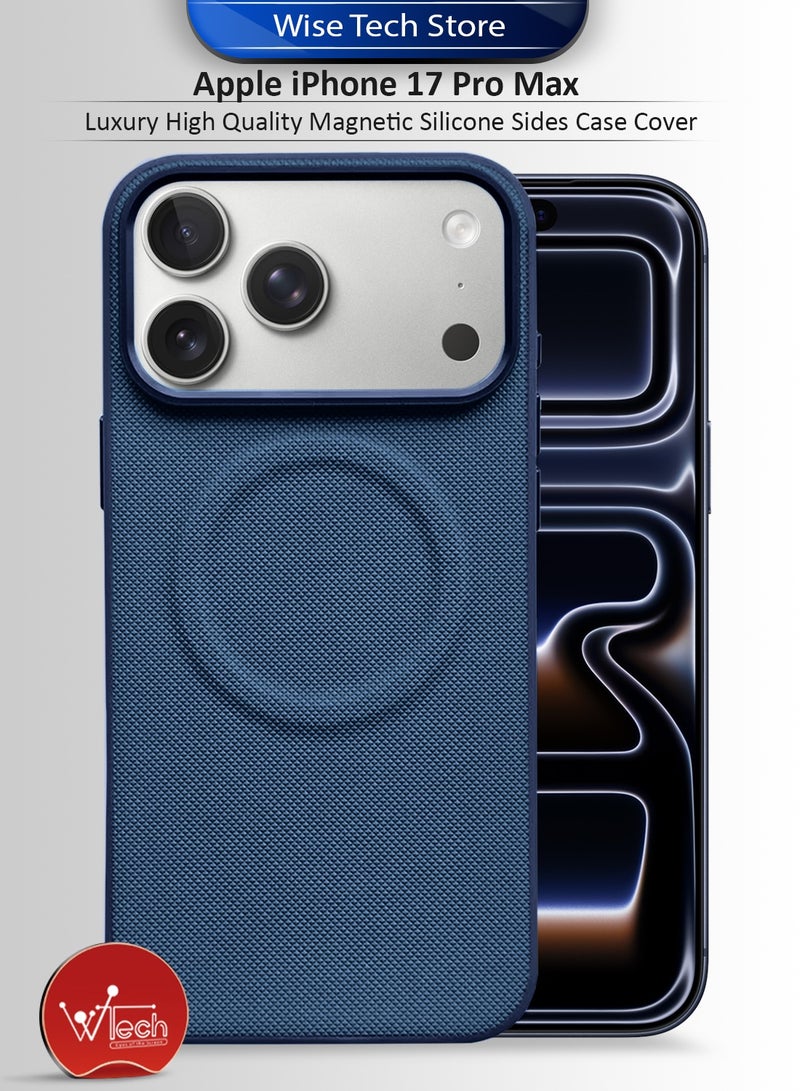 Wtech Apple iPhone 17 Pro Max 5G 2025 Luxury High Quality Magnetic Silicone Sides Case Cover (MCRPSN) - Navy Blue - Image 1