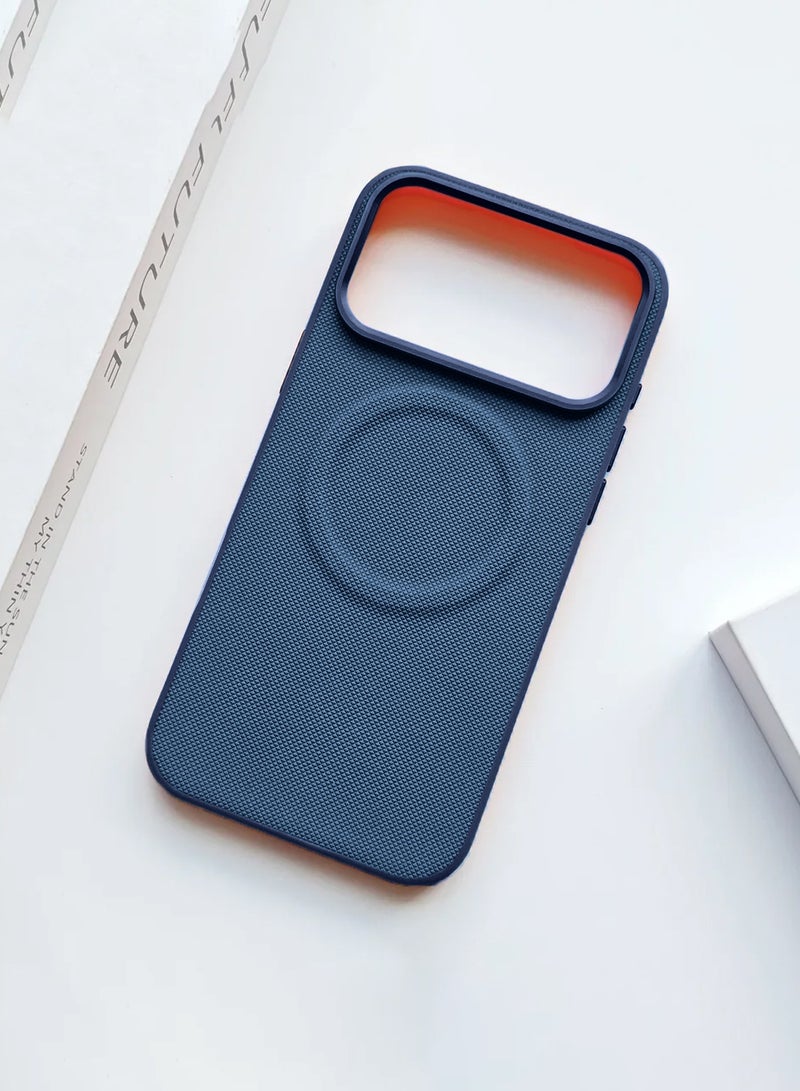 Wtech Apple iPhone 17 Pro Max 5G 2025 Luxury High Quality Magnetic Silicone Sides Case Cover (MCRPSN) - Navy Blue - Image 4