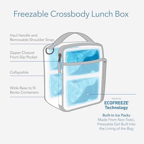 PackIt Freezable Crossbody Lunch Box, Lavender, Built with ECOFREEZE Technology, Fully Freezable, Collapsible, Reusable, With Top Handle, Front Slip Pocket. Effortlessly Carry, Fresh Every Time. - Image 2