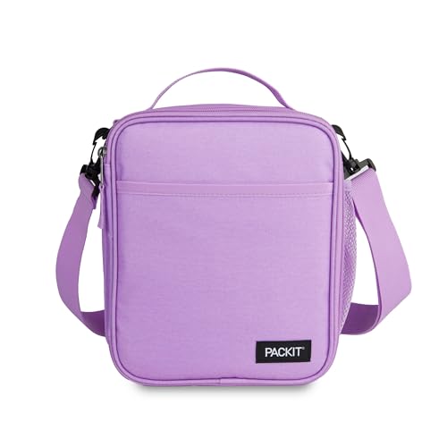 PackIt Freezable Crossbody Lunch Box, Lavender, Built with ECOFREEZE Technology, Fully Freezable, Collapsible, Reusable, With Top Handle, Front Slip Pocket. Effortlessly Carry, Fresh Every Time. - Image 1