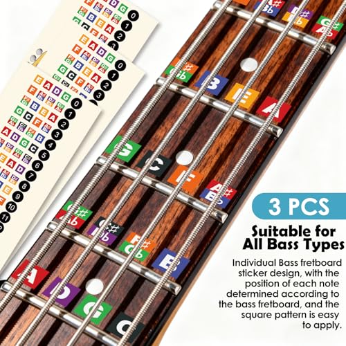 Enjoyard Bass Learning Kit: 3 Fretboard Stickers & 1pc 30cm*20cm*1mm PVC Chord Interval Card - Home Practice & Lesson Must-Have for Beginner Bassists & Hobby Players - Image 2