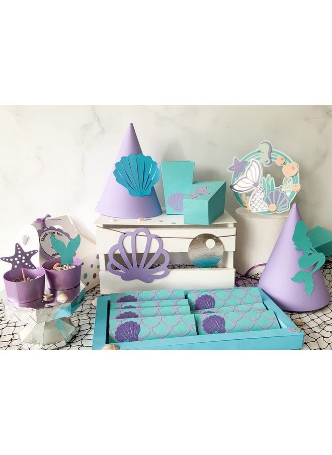 Pinfliers Pinfliers 1st Birthday Decoration for Girls, Mermaid Theme Birthday Decorations,Paper Party Hats,Chocolate Wrapper,Popcorn tubs|Boxes for Kids,Thank You Tags,Cupcake Toppers, A kit of 50,Multicolor  - Image 2