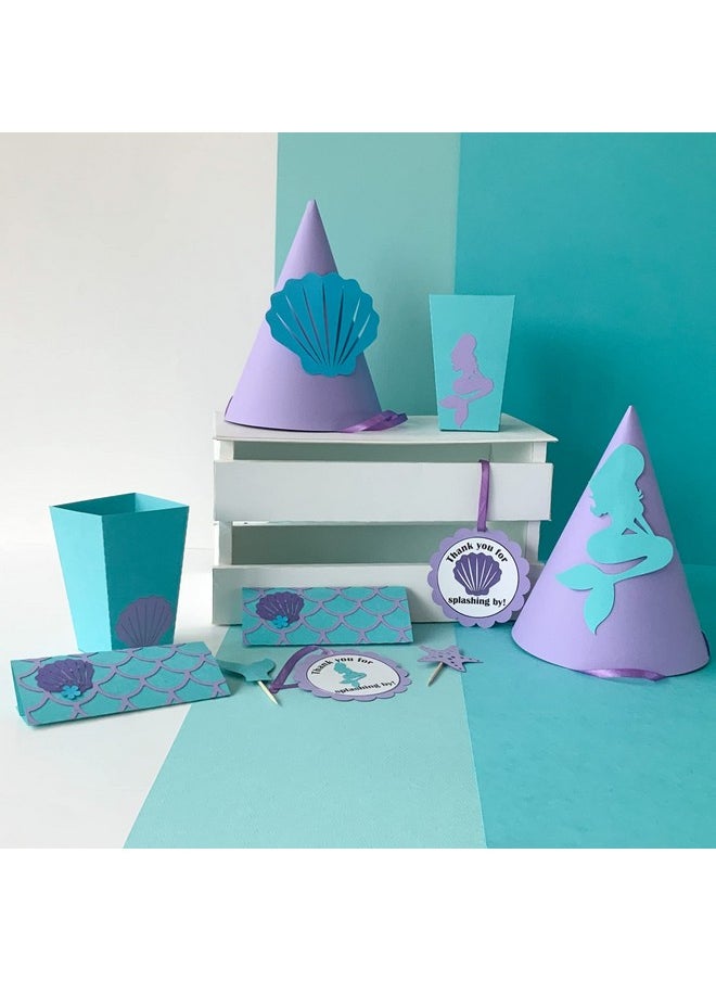 Pinfliers Pinfliers 1st Birthday Decoration for Girls, Mermaid Theme Birthday Decorations,Paper Party Hats,Chocolate Wrapper,Popcorn tubs|Boxes for Kids,Thank You Tags,Cupcake Toppers, A kit of 50,Multicolor  - Image 1