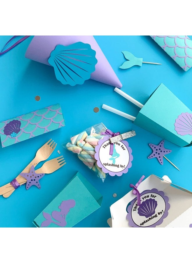 Pinfliers Pinfliers 1st Birthday Decoration for Girls, Mermaid Theme Birthday Decorations,Paper Party Hats,Chocolate Wrapper,Popcorn tubs|Boxes for Kids,Thank You Tags,Cupcake Toppers, A kit of 50,Multicolor  - Image 5