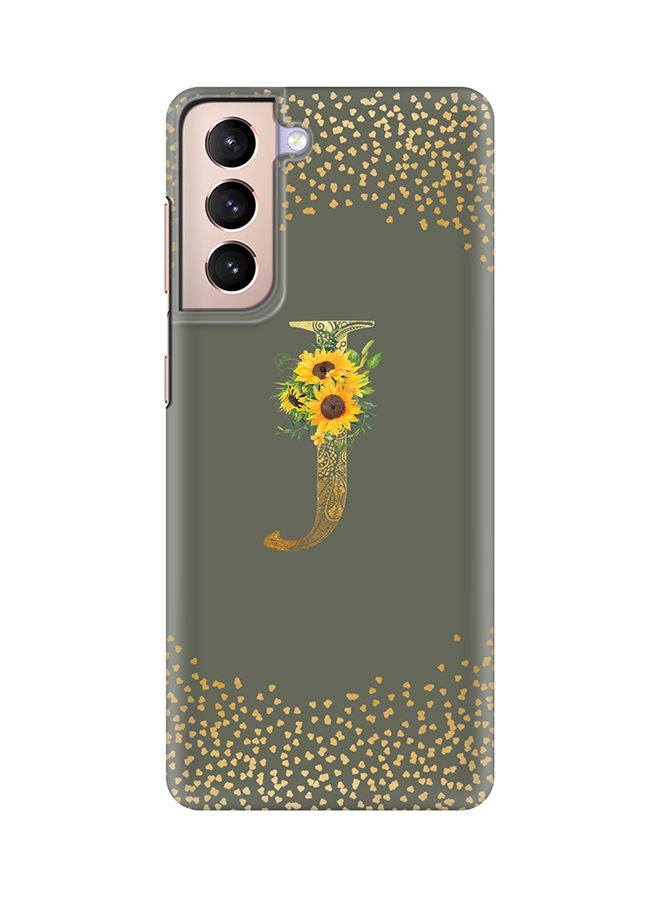 Stylizedd Monogram Slim Cover for Samsung Galaxy S21 Plus 5G Case Custom Initials Letter Floral Pattern Snap Series Mobile Cover Matte Alphabet  - J (Olive Green) - Image 1