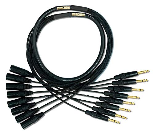 Mogami Gold 8 TRSXLRM05 Audio Adapter Snake Cable 8 Channel FanOut 14 TRS Male Plug to XLRMale Gold Contacts Straight Connectors 5 Foot