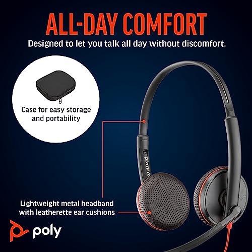 Poly Blackwire 3225 Wired Headset (Plantronics) - Noise-Canceling Mic – Stereo Design - Connect to PC/Mac/Mobile via USB-C, USB-A, or 3.5mm - Works w/Teams, Zoom - Amazon Exclusive - Image 4