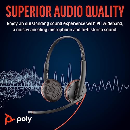 Poly Blackwire 3225 Wired Headset (Plantronics) - Noise-Canceling Mic – Stereo Design - Connect to PC/Mac/Mobile via USB-C, USB-A, or 3.5mm - Works w/Teams, Zoom - Amazon Exclusive - Image 2