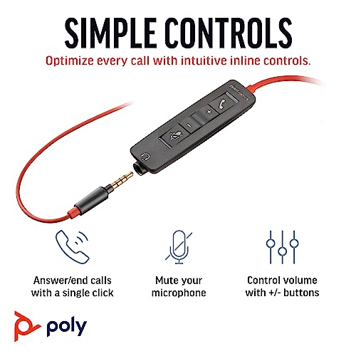 Poly Blackwire 3225 Wired Headset (Plantronics) - Noise-Canceling Mic – Stereo Design - Connect to PC/Mac/Mobile via USB-C, USB-A, or 3.5mm - Works w/Teams, Zoom - Amazon Exclusive - Image 3