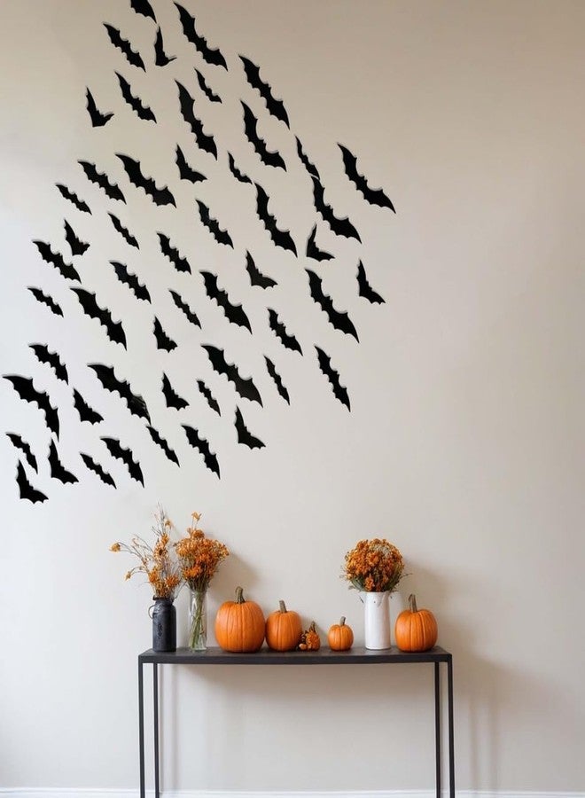 BASHOUT 100 Piece 3D Halloween Bat Wall Decor|Glow in The Dark Eye Bats for Home Classroom Office| Decorative Scary Bats with Fangs 4 Sizes|Halloween Party Bat Décor Indoor Outdoor| by Bashout - Image 5