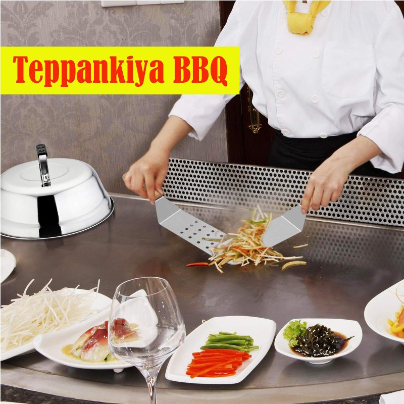 HaSteeL Metal Spatula Set, HaSteeL Stainless Steel Griddle Spatula Tools Kit with Wooden Handle, Heavy Duty Long Pancake Flipper Burger Turner for BBQ Teppanyaki Flat Top Grilling Cooking Outdoor & Indoor - Image 4