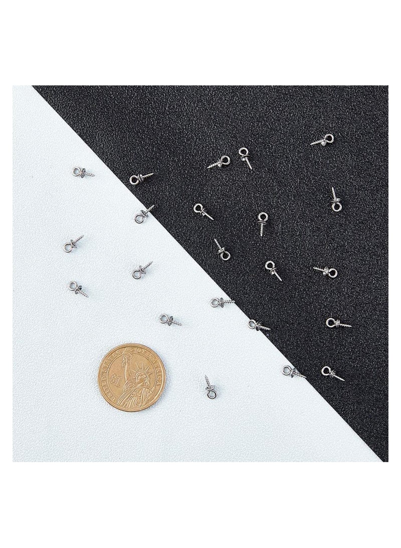 SYOSI Stainless Steel Screw Eye Pin 10x4mm Stainless Steel Eye Pin Bail Pegs 1.2mm Pin Metal Hoop Peg Screw Eye Pin Hook for Half Drilled Beads Jewelry Earring Making - Image 4
