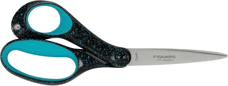 Fiskars مقص فيسكارس 8 لليد اليسرى مع مقبض ناعم للمراهقين للأعمار من 15 مقص للمدرسة أو الحرف اليدوية لوازم العودة إلى المدرسة مزخرف بالأزرق - Image 2