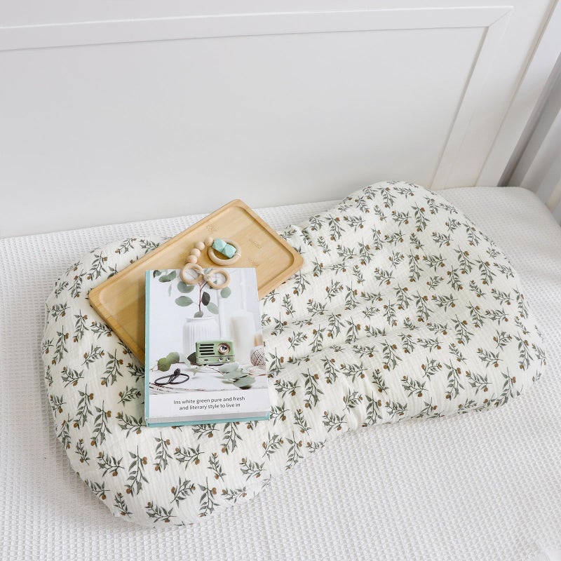 Hooyax Muslin Baby Lounger Cover 2 Pack, Organic Removable Lounger Slipcover for Newborn, Baby Padded Lounger Infant Floor Seat Covers for Boys Girls (Light Green & Leaf) - Image 4