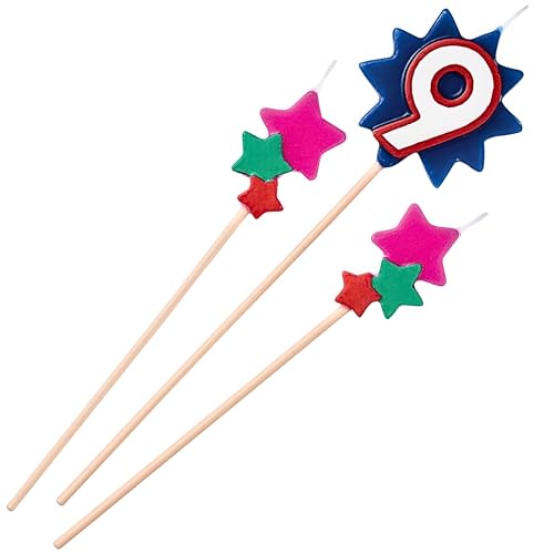 amscan #9 Decorative Birthday Candle & Star Candles | Party Supply, (Pack of 3) 5", 7" - Image 1