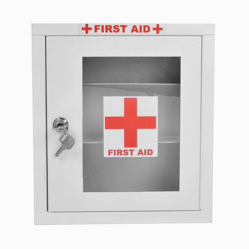 Planet Metal Emergency First Aid BoxWall Mount Medicine Box for HomeSchoolOffice with LockMulti Compartment Medical BoxMedicine Organizer Box Big Size 32X28X8 Cm White Rectangular - Image 4