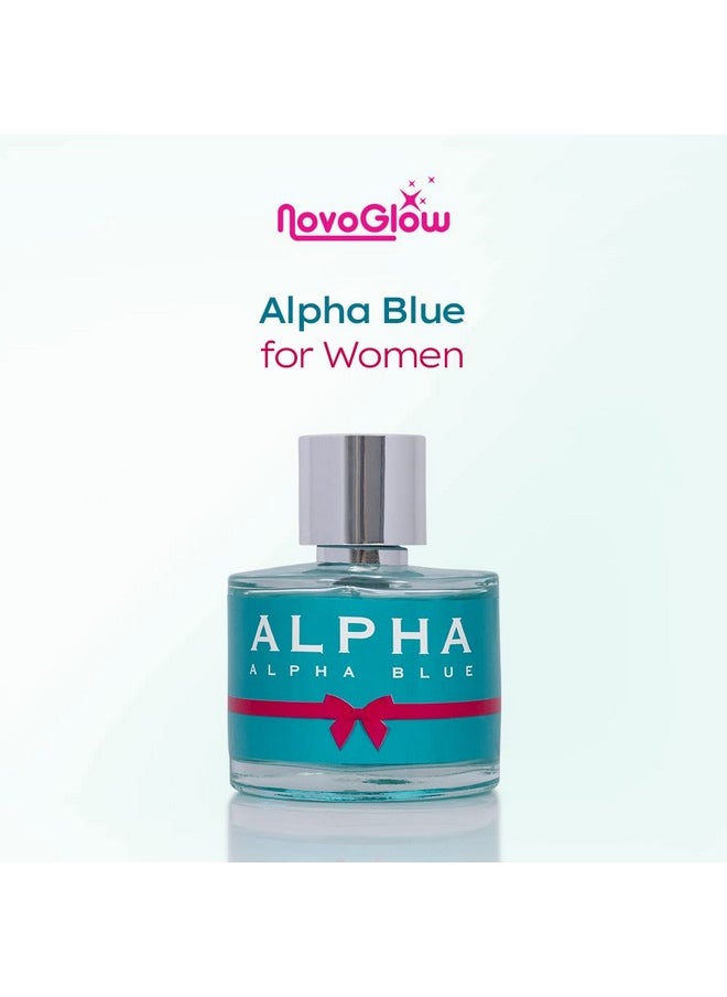 NovoGlow - NovoGlow Alpha Blue for Women - 3.4 Fl Oz Oz Eau De Parfum Spray - Long Lasting Fruity & Floral Fragrance Smell Fresh & Feminine All Day Includes Carrying Pouch Gift for Women for All Occasions - Image 1