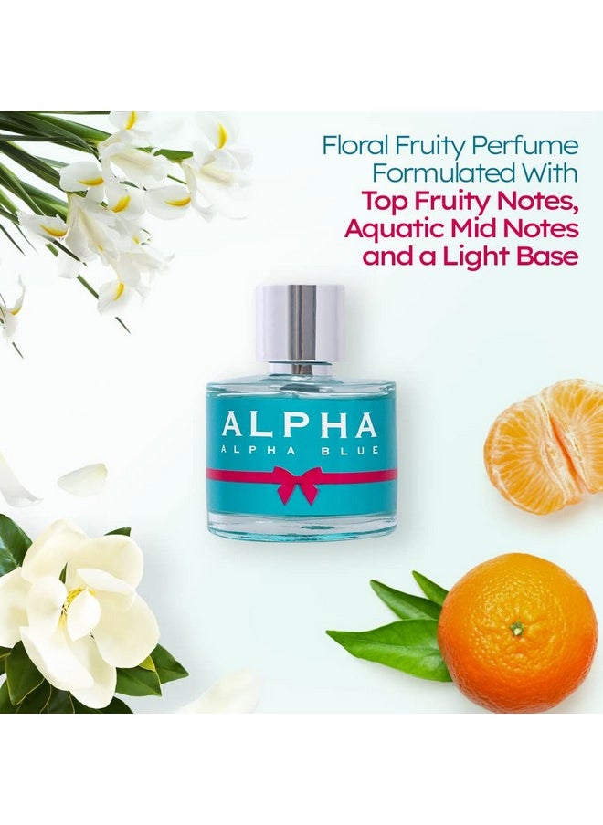 NovoGlow - NovoGlow Alpha Blue for Women - 3.4 Fl Oz Oz Eau De Parfum Spray - Long Lasting Fruity & Floral Fragrance Smell Fresh & Feminine All Day Includes Carrying Pouch Gift for Women for All Occasions - Image 1