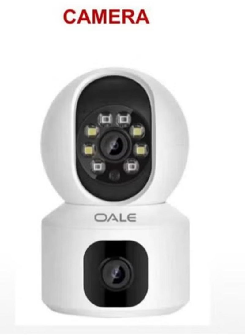 OALE iHome 03 Security Camera Dual Track Audio Support Night Vision Motion Detect Security Camera 360 Full View Two Way Real Time Voice Calling Camera White  - Image 1