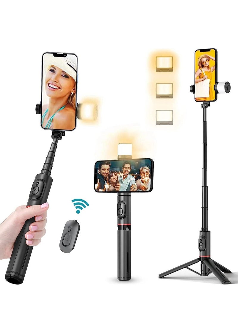 ELTRAZONE Selfie Stick Tripod With Fill Light，Extendable Bluetooth Selfie Stick With Wireless Remote,Compatible With Most Android & IPhone IOS Device (C) - Image 1