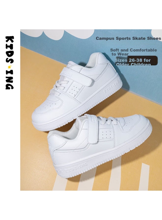 Kids.ing Kids' Casual Sports Shoes Spring Autumn Campus White Shoes Boys Girls Running Shoes White Size 26 - Image 3