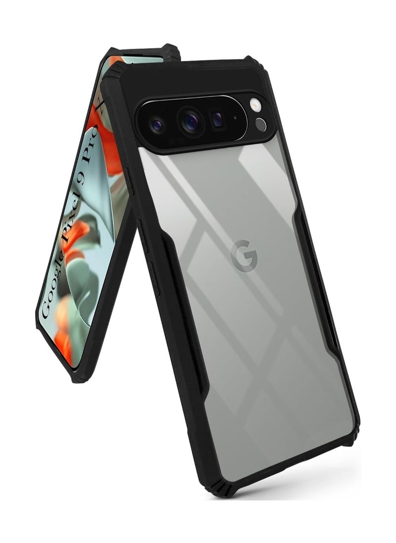 Muzz Clear Hard PC Back Cover Case with Shockproof Premium TPU Blue Border 360 Degree Impact Resistant Camera lens Protection Transparent Cover For Google Pixel 9 Pro XL 5G 2024  - Image 1