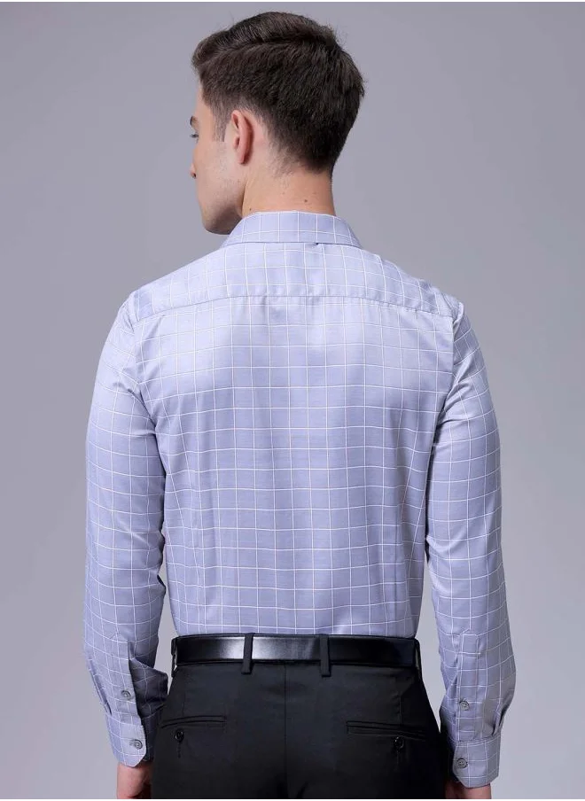 The Indian Garage Co Men Slim Fit Striped Full Sleeves Cutaway Collar Formal Shirt