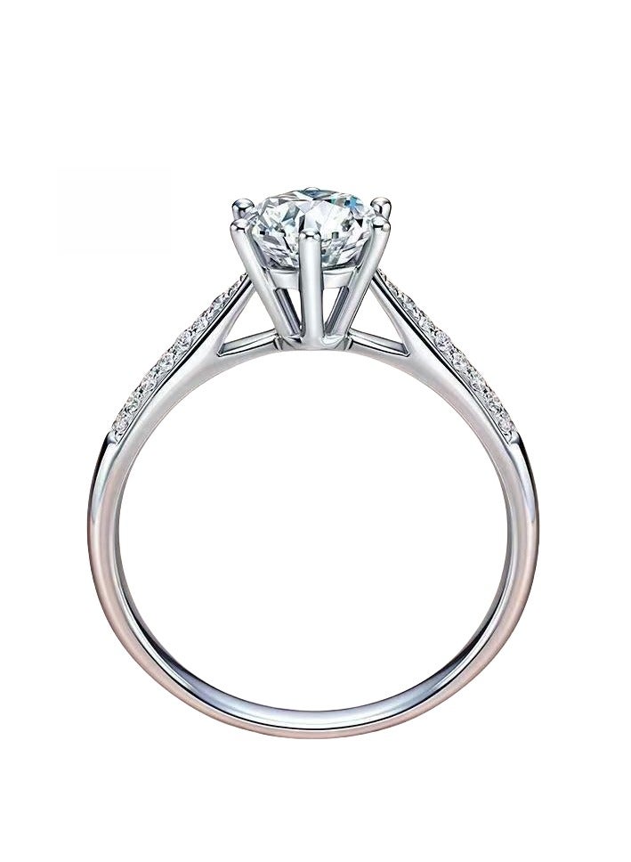 ممتاز الحب التعهد 2 قيراط مويسانيت الكلاسيكي الذهب الأبيض المفتوح خاتم الزفاف - Image 3