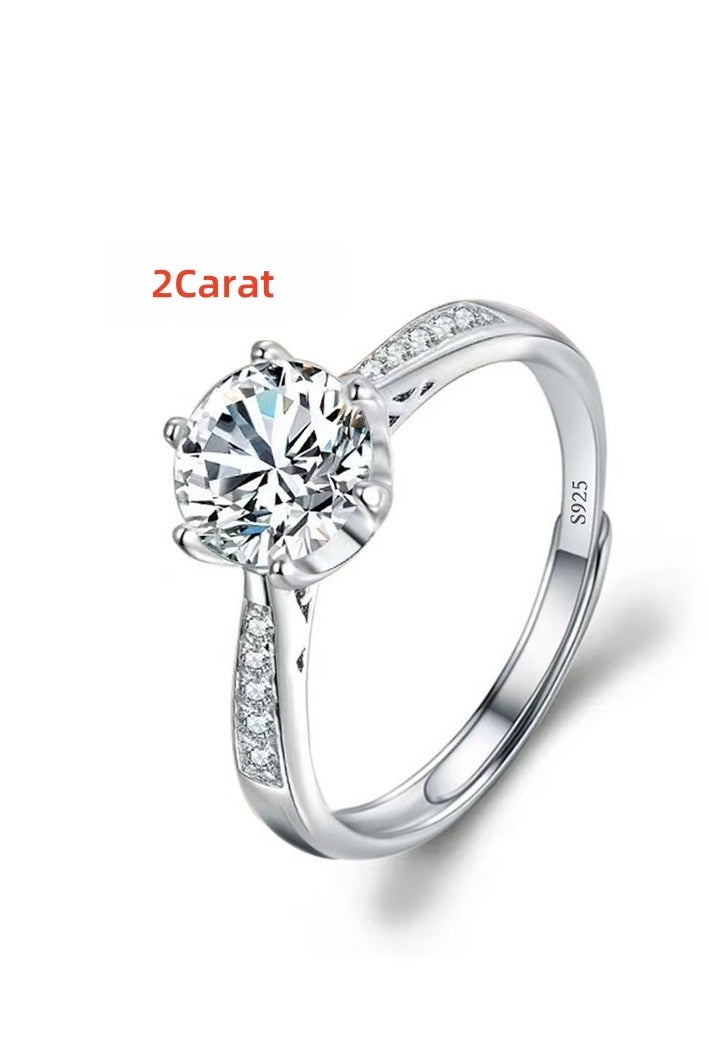 ممتاز الحب التعهد 2 قيراط مويسانيت الكلاسيكي الذهب الأبيض المفتوح خاتم الزفاف - Image 1