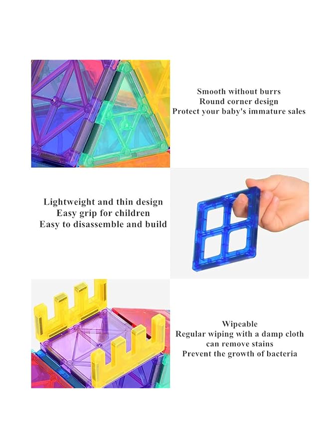 DMG TECH Magnetic Tiles Building Blocks Clear Magnetic 3D Building Blocks Construction Playboards 100Pcs Educational Magnet Toys Ages 3 Years + (100Pcs) - Image 5