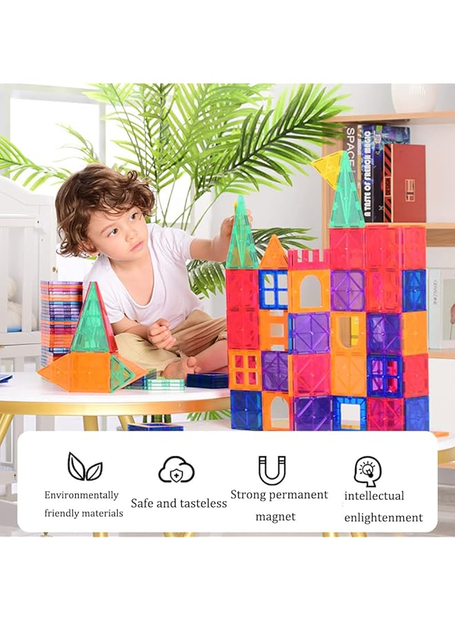 DMG TECH Magnetic Tiles Building Blocks Clear Magnetic 3D Building Blocks Construction Playboards 100Pcs Educational Magnet Toys Ages 3 Years + (100Pcs) - Image 3