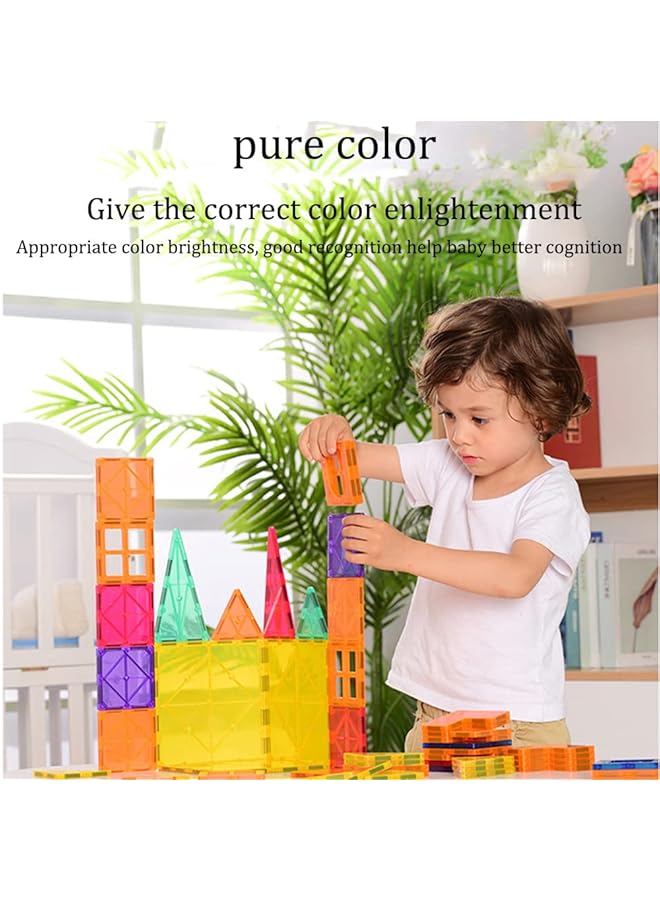 DMG TECH Magnetic Tiles Building Blocks Clear Magnetic 3D Building Blocks Construction Playboards 100Pcs Educational Magnet Toys Ages 3 Years + (100Pcs) - Image 2