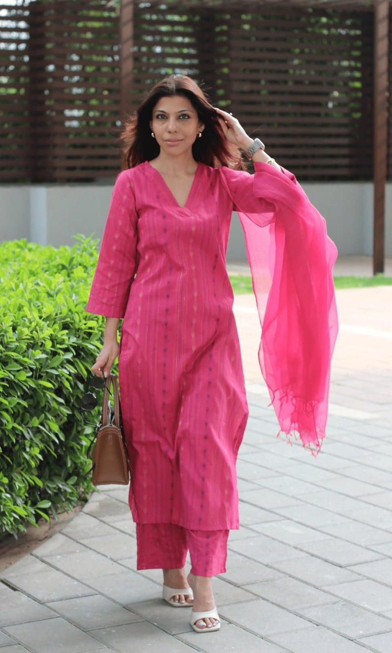 ANNI Designer Women's Rayon Viscose Straight Printed Kurta with Pant and Dupatta (Kintan Pink_L_Pink_Large) - Image 4