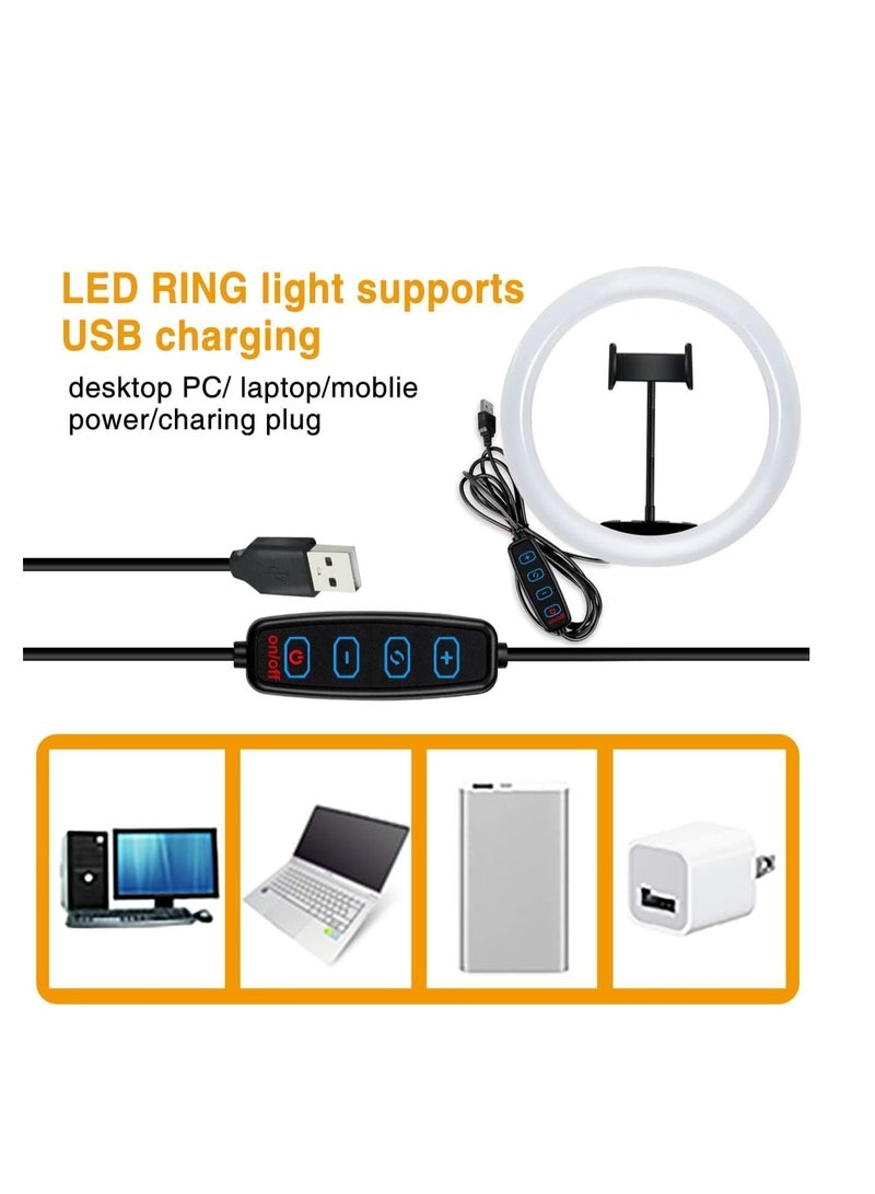 Selfie Ring Light 10 Inch Dimmable LED Ring Light with Adjustable Tripod Stand and Phone Holder, 3 Lighting Modes and 10 Brightness Levels for Live Streaming, Makeup, YouTube, TikTok, Photography - Image 3