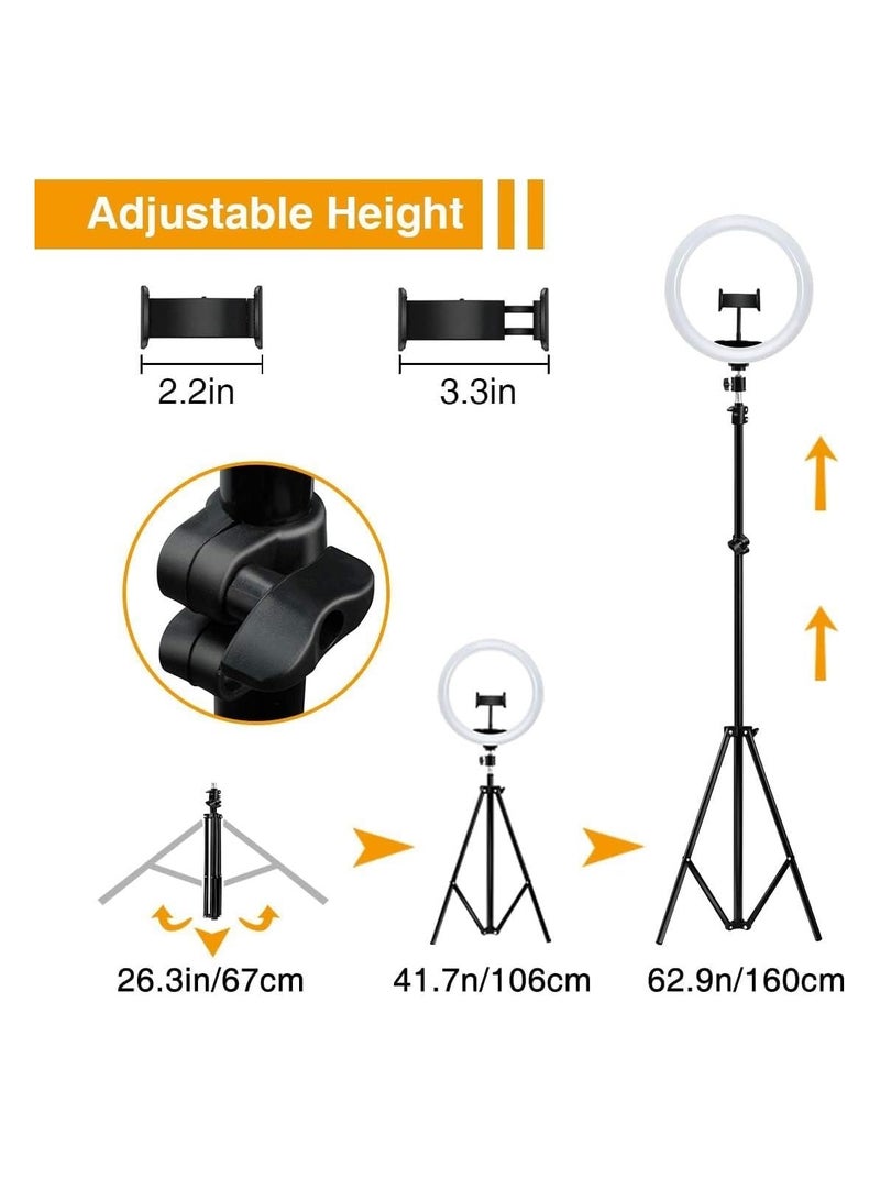 Selfie Ring Light 10 Inch Dimmable LED Ring Light with Adjustable Tripod Stand and Phone Holder, 3 Lighting Modes and 10 Brightness Levels for Live Streaming, Makeup, YouTube, TikTok, Photography - Image 4