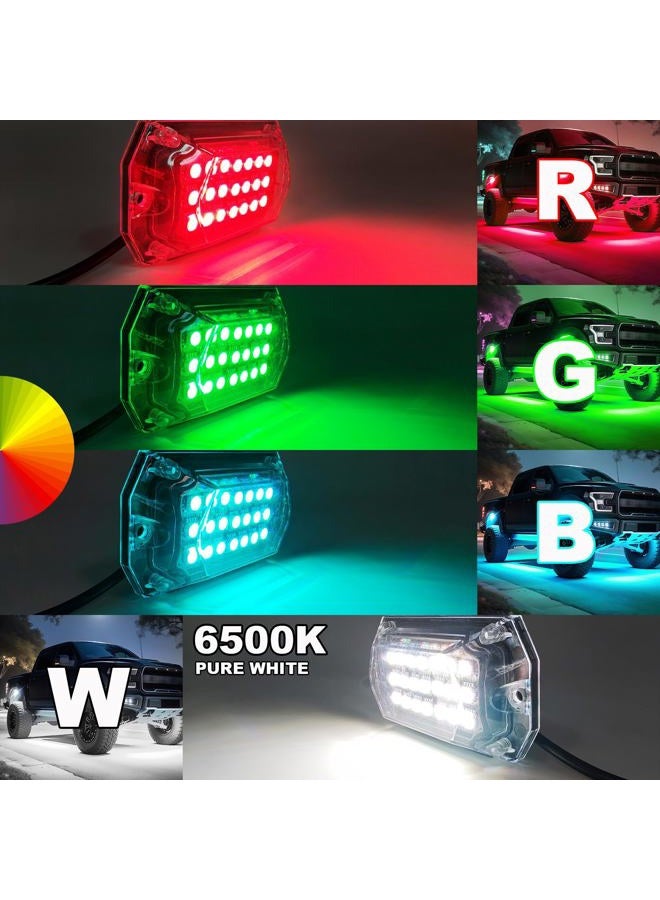 TDE Explorer.Lighting 16 Pods Full Angle RGBW LED Rock Lights for Trucks Pickup Offroad Golf Cart SUV UTV, 12V Waterproof Multicolor Underglow Lights with APP/RF Remote Control Sync Music Mode Neon Underbody Kit - Image 2