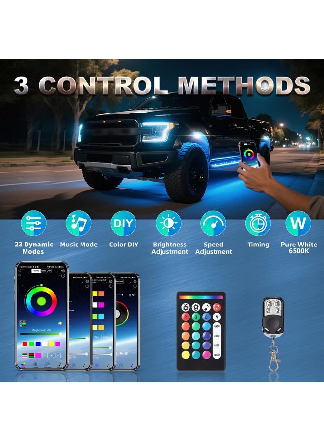 TDE Explorer.Lighting 16 Pods Full Angle RGBW LED Rock Lights for Trucks Pickup Offroad Golf Cart SUV UTV, 12V Waterproof Multicolor Underglow Lights with APP/RF Remote Control Sync Music Mode Neon Underbody Kit - Image 5