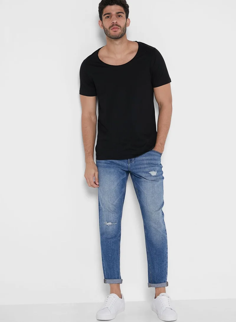 Seventy Five Raw Edge Detail T Shirt