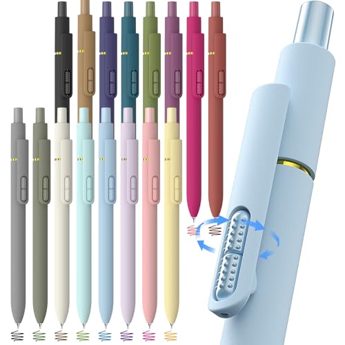 HIACRY 16 Pack Colorful Gel Ink Pens，Quick-Dry 0.7mm Fine Point Fidget Pens for Smooth Writing, Journaling & Drawing, Aesthetic Pens for Women, School & Office Supplies (16 Pcs Vintage＋Morandi Colors) - Image 1