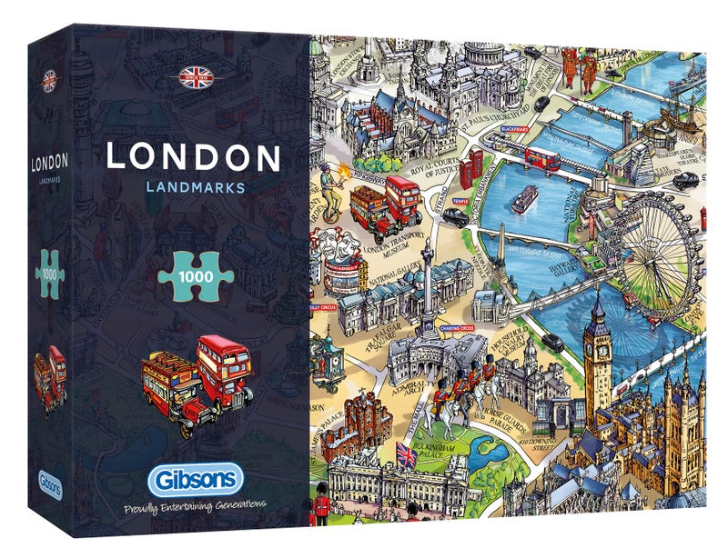 Gibsons Games London Landmarks 1000 Piece Jigsaw Puzzle British Architecture London Map Sustainable Puzzle for Adults Teens Premium 100 Recycled Board - Image 3