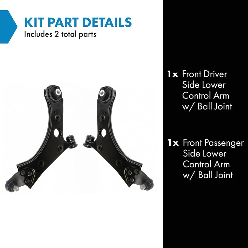 TRQ Front Lower Control Arm Ball Joint Assembly Pair for Jeep Renegade & Fiat 500X AWD - Image 2